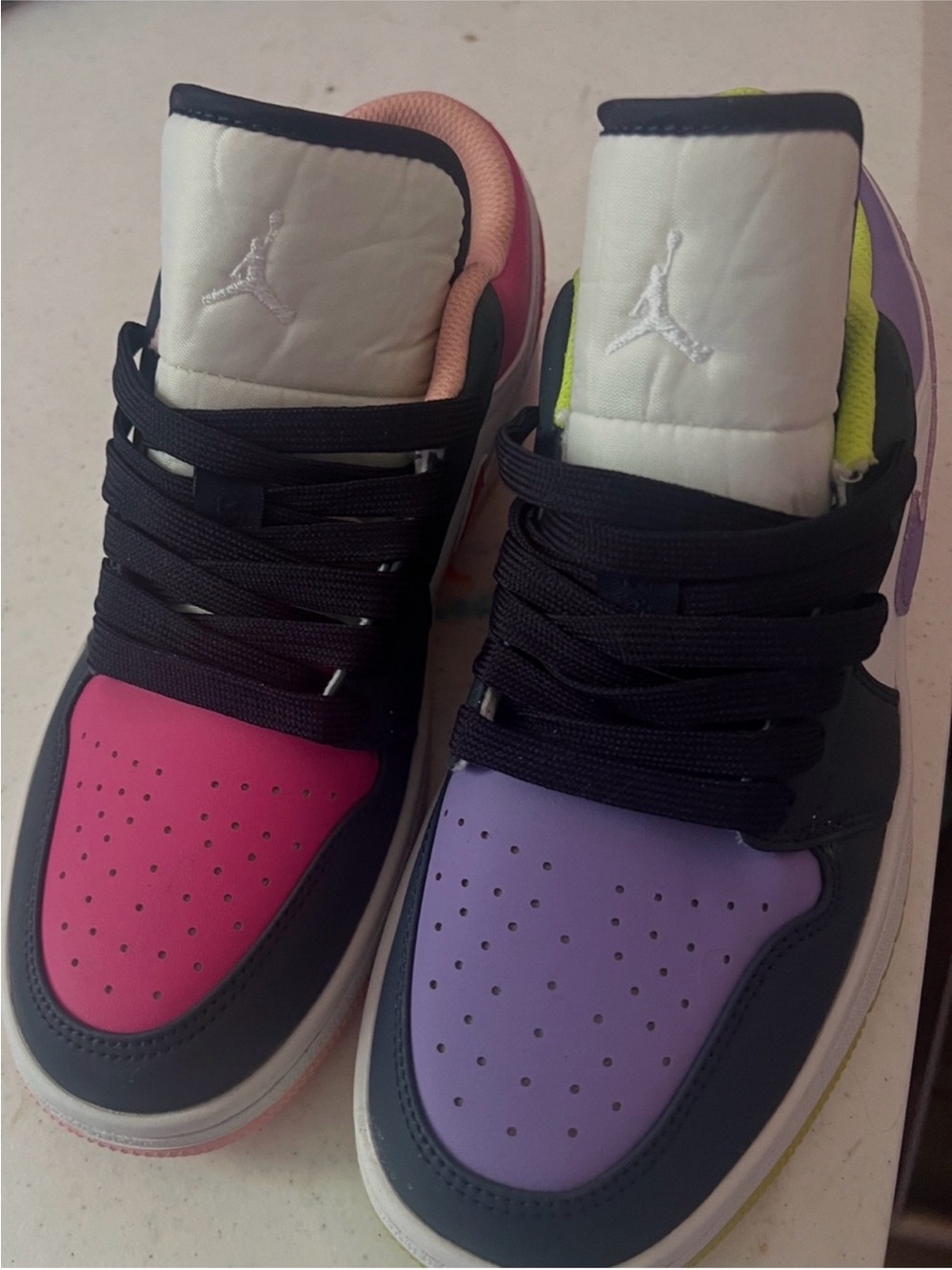 Jordan Women's Colorblock Low-Top Sneakers in Pink, Purple & Black
